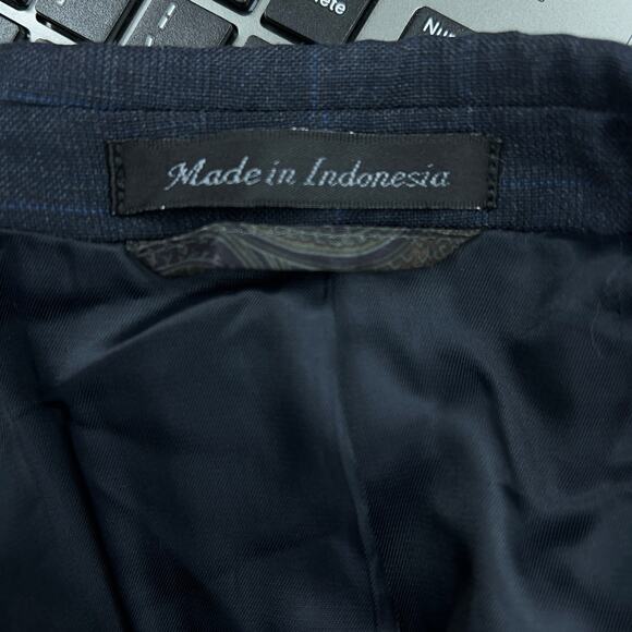 Ralph Lauren LRL Mens Size 40R Sport Coat Blazer Jacket Charcoal Blue Windowpane - Picture 11 of 15